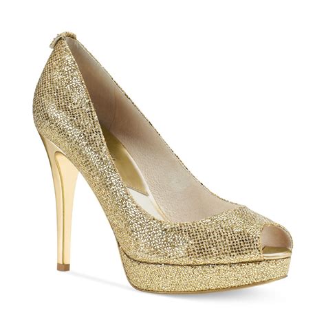 michael kors shoes with gold with gold zipper size 5|Michael Kors gold heels.